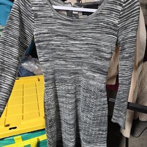 Cynthia Rowley Black and Gray Striped Dress
